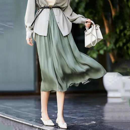 「上品見え」 フェミニン ギャザー Aライン ハイウエスト スカート