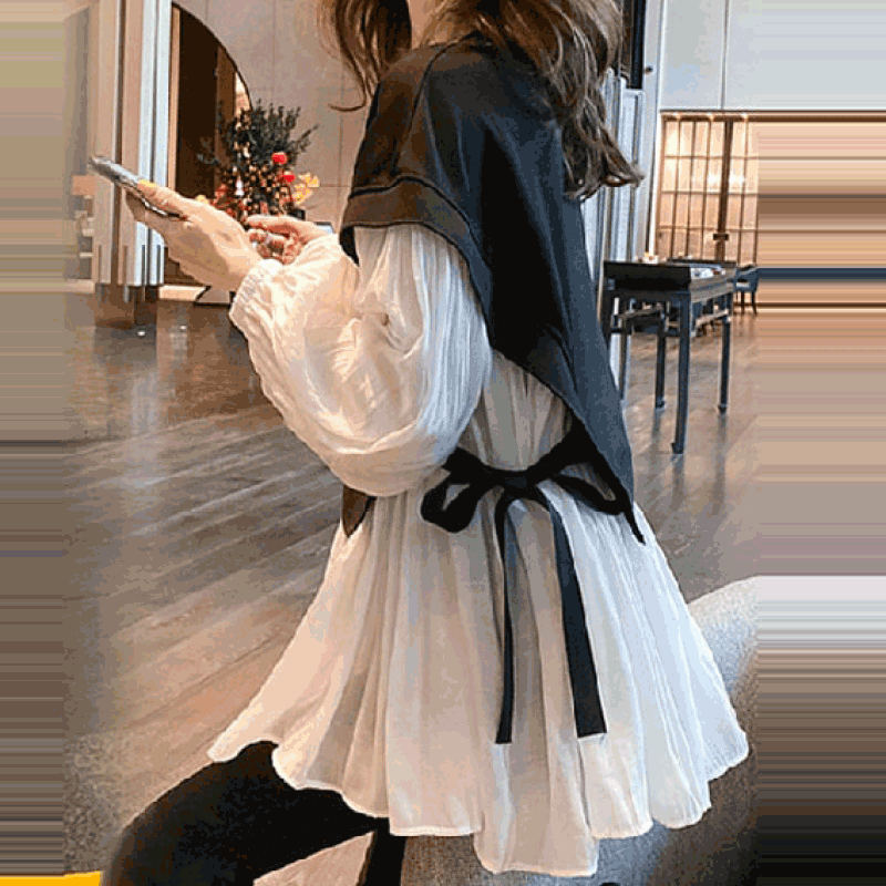 通勤も、旅行も使える レイヤード / 重ね着風 ギャザー 切り替え ファッション おしゃれ度高め 肌触りよく Tシャツ