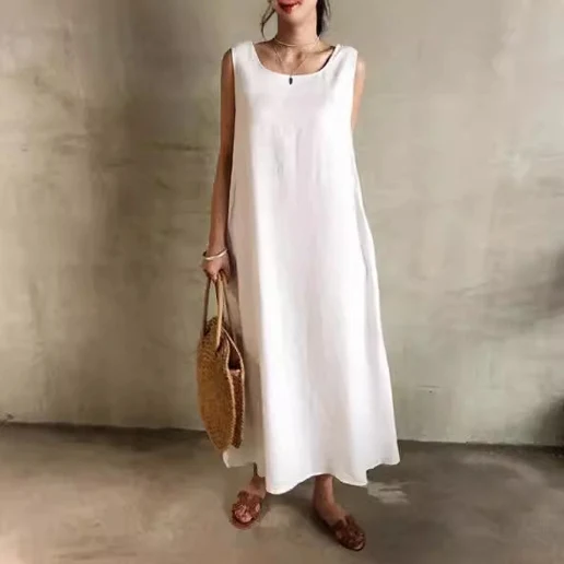 超人気 ファッション 柔軟加工 ホワイト フェミニン 休日 Uネック Aライン 着痩せ効果 キャミワンピース