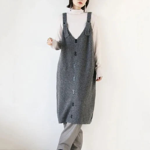 買わなきゃ損 ボタン ノースリーブ キャミソール 無地 エレガント キャミワンピース