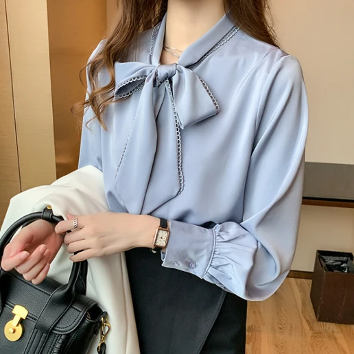 ぴったりしたサイズ感 シンプル リボンカラー オフィス リボン 平日 ロマンチック 通勤 ボウタイ シャツ