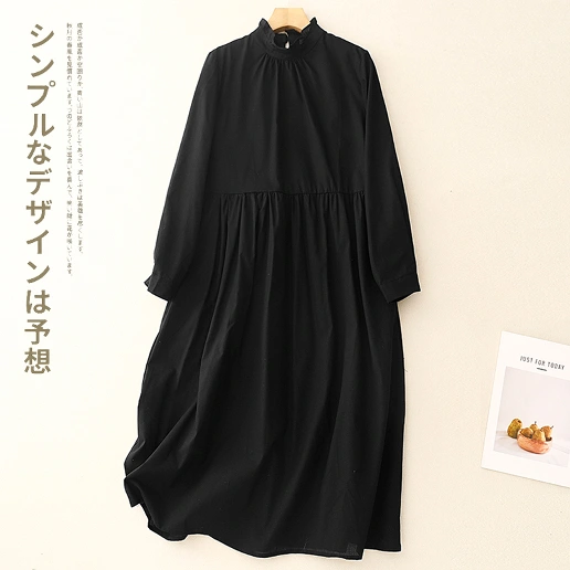 着痩せ効果 コーディネート自在 森ガール ギャザー 大きめのサイズ感 キレカジ ラウンドネック きれいめ系 Aライン シャツワンピース