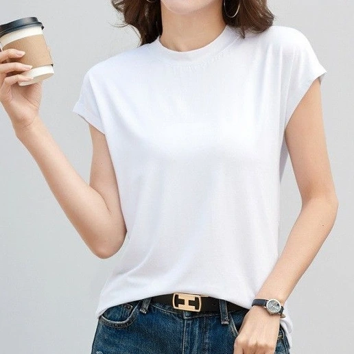 人気上昇中 ラウンドネック ショート丈 プルオーバー 無地 半袖 ファッション Tシャツ