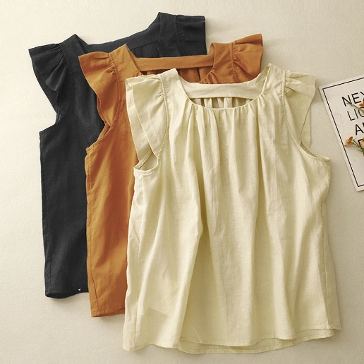 「ノースリーブ 」シンプル 切り替え 無地 夏 ラウンドネック タンクトップ