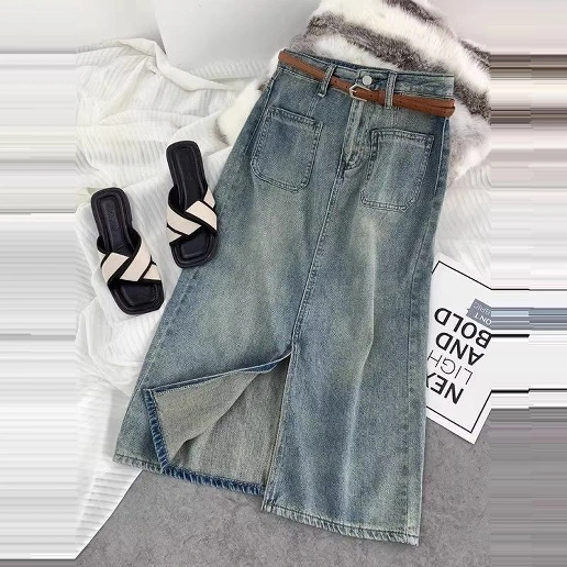 人気を獲得♡ 無地 ファスナー スリット カジュアル スカート