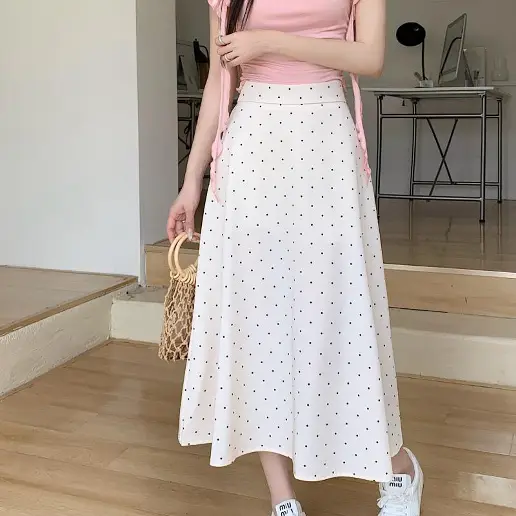 SNSで話題沸騰 シンプル プリント ポケット付き ハイウエスト Aライン スカート