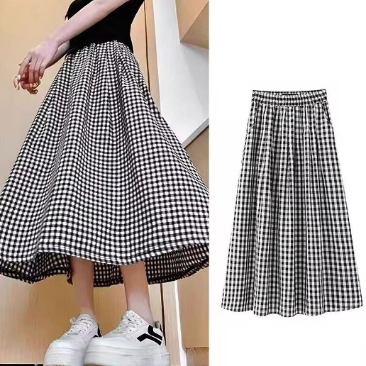女性に大人気 ハイウエスト チェック柄 Aライン カジュアル スカート