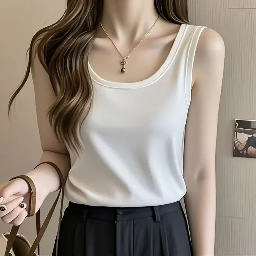 主役級 プルオーバー ラウンドネック 平日 無地 ノースリーブ カジュアル タンクトップ