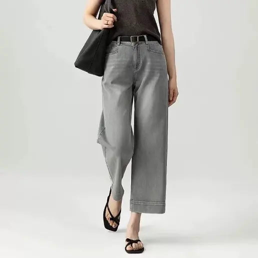 一番安い新作 無地 アンクル丈（9分丈）ハイウエスト デニム