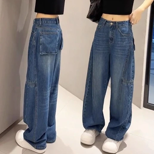 新商品 ロング丈 ポケット付き 無地 切り替え コーディネート自在 シンプル デニム