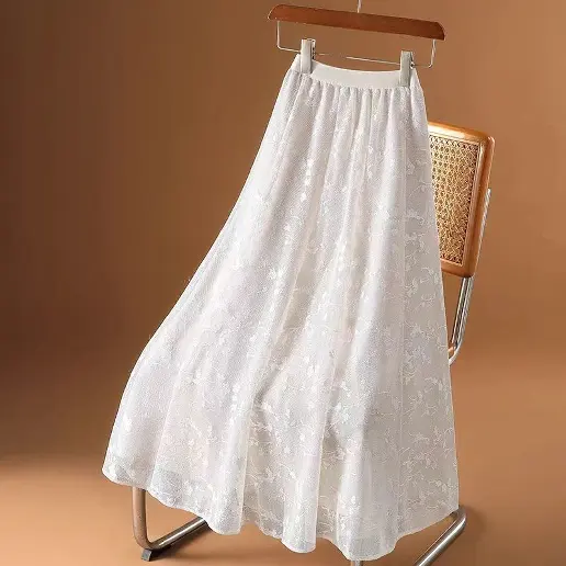 新発売！ 刺繍 レース 花模様 無地 Aライン ファッション スカート