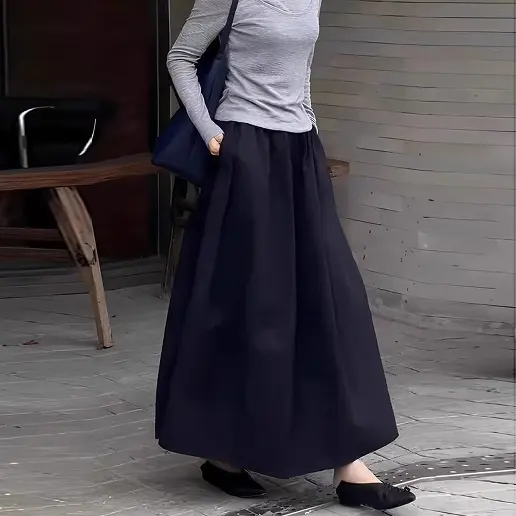 「今季大注目」Aライン 無地 ロング シンプル 柔軟加工 ポケット付き 耐久性 ハイウエスト 着痩せ効果 スカート