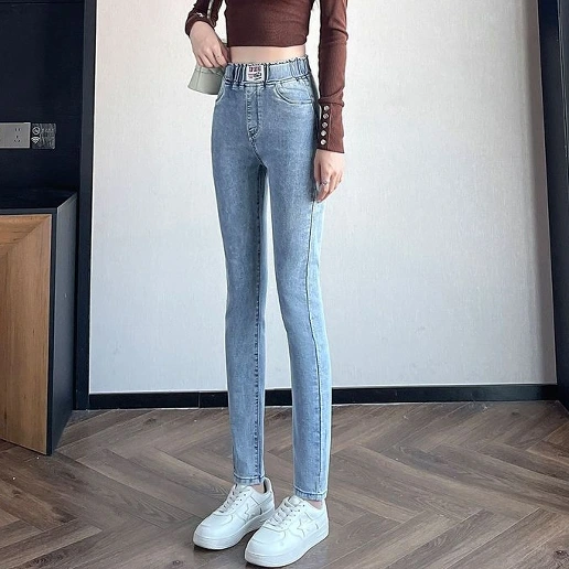 新登場 コーディネート自在 着痩せ効果 ロング丈 伸縮性あり 無地 ファッション デニム