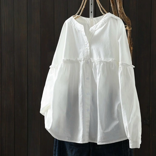 人気上昇中 切り替え 九分袖 ストライプ柄 ランタンスリーブ 無地 シンプル シャツ