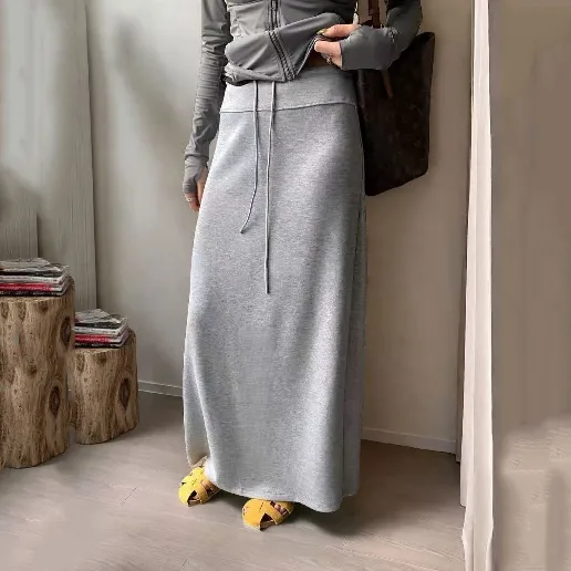 「今 着たい」 スリット 無地 足首丈 Aライン 伸縮性あり カジュアル 着痩せ効果 脚長効果 伸縮性あり スカート