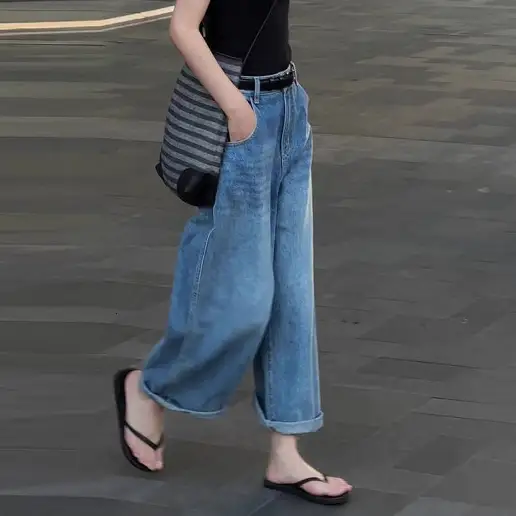 大人可愛い 着痩せ効果 アンクル丈（9分丈） 無地 大きめのサイズ感 切り替え カジュアル デニム