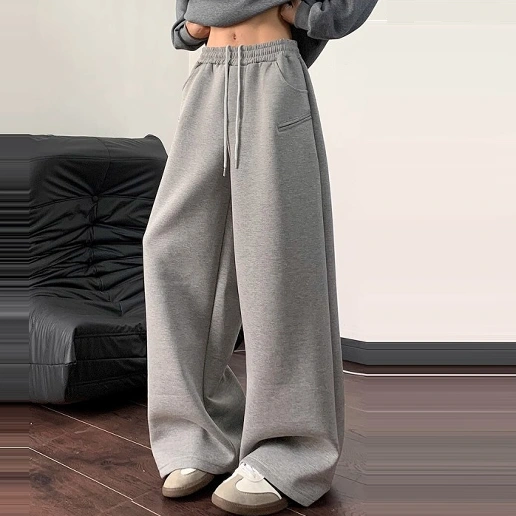 新発売！ ビックシルエット ロング丈 着痩せ効果 無地 伸縮性あり ストリート系 カジュアルパンツ