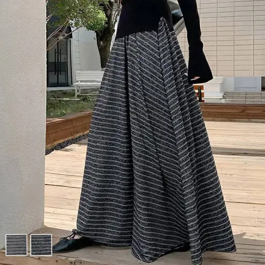 着回し力抜群 大人可愛いAライン ニット ボーダー コーディネート自在 Aライン スカート