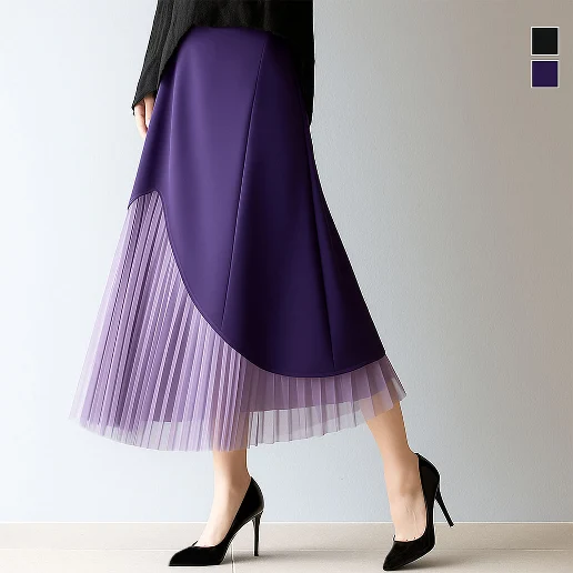 好印象MAX♡ ハイウエスト ロング 無地 Aライン 切り替え ファッション スカート