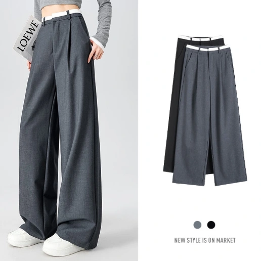 好評発売中 ハイウエスト 無地 ロング丈 カジュアルパンツ