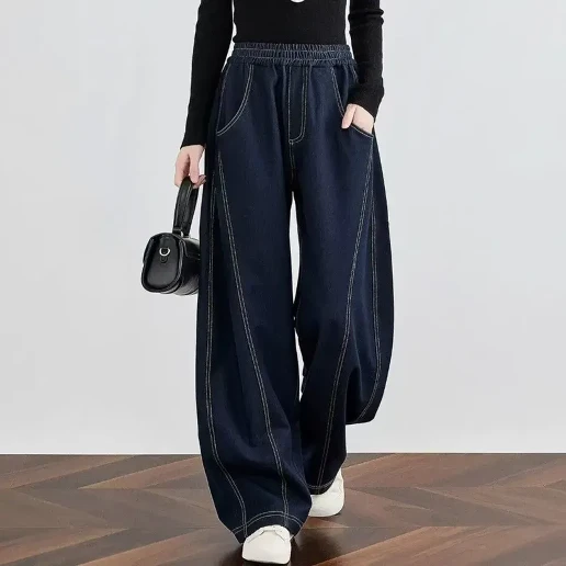 雑誌に掲載された ロング丈 無地 体型をカバー デニム 切り替え ファッション デニム