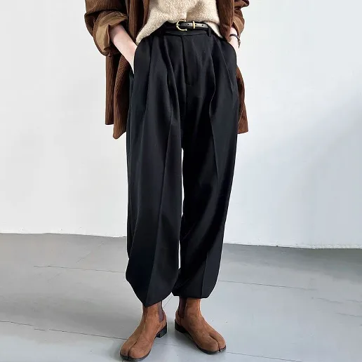 「No.1 人気商品」ロング丈 無地 ハイウエスト シンプル ファッション ガウチョ カジュアルパンツ