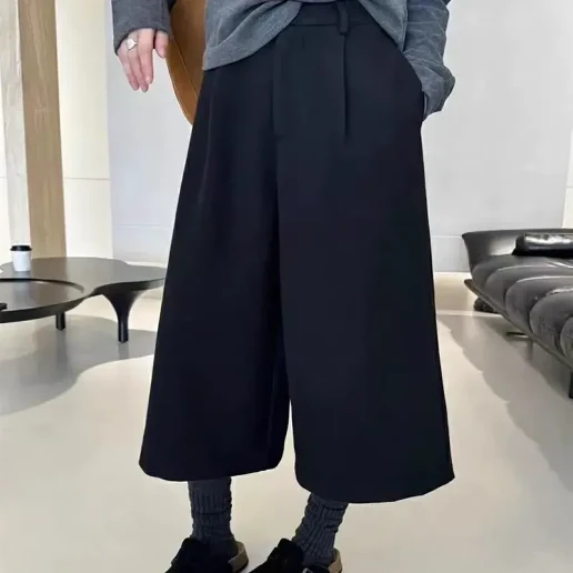 毎日モテ続けちゃう！ ポケット付き 耐久性 休日/外出 無地 クロップド丈（7分丈） カジュアル ガウチョパンツ