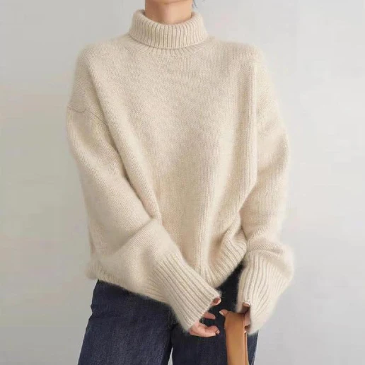 大流行新作 プルオーバー ハイネック ニット 無地 長袖 定番 ニットセーター