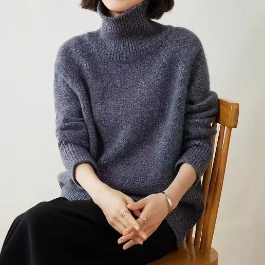 大人のお洒落をキャッチ! ハイネック ニット プルオーバー 長袖 無地 シンプル ニットセーター