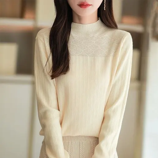 好印象MAX♡ ハーフネック 長袖 無地 プルオーバー カジュアル ニットセーター