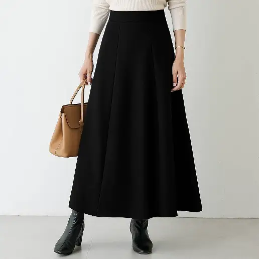 リピー数高 切り替え ボールガウン 着痩せ効果 柔軟加工 無地 ファッション スカート