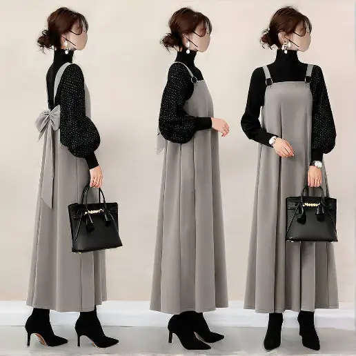 『今売れてます!』 ストレート ギャザー 無地 ボウタイ ノースリーブ ファッション カジュアルワンピース